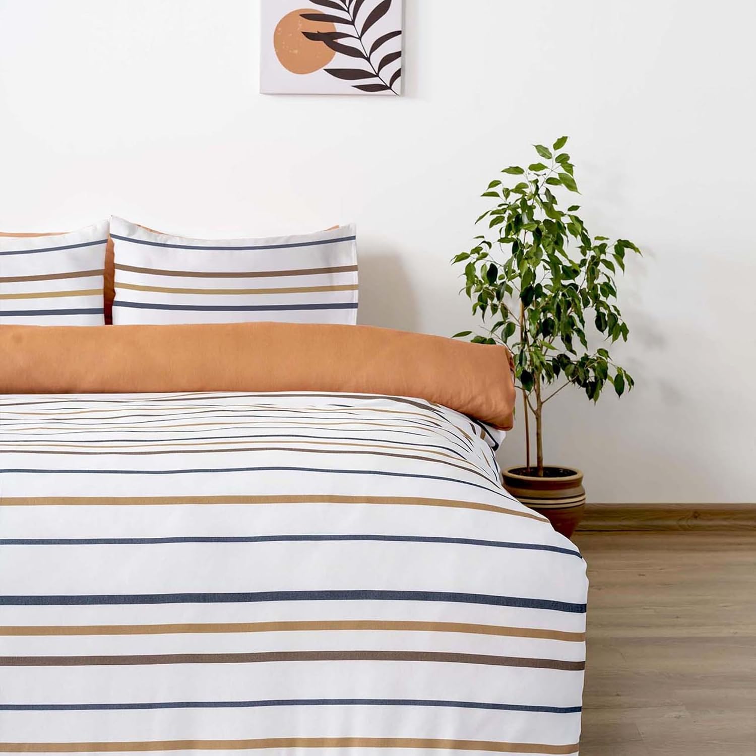 Cotton Duvet Cover Set for Full, Queen & King Beds | 3 Piece Bedding Set with Duvet Cover and Pillowcases, Soft Breathable Bed Linen for Adults & Couples (Aren, 78.7 × 84.6 inch)