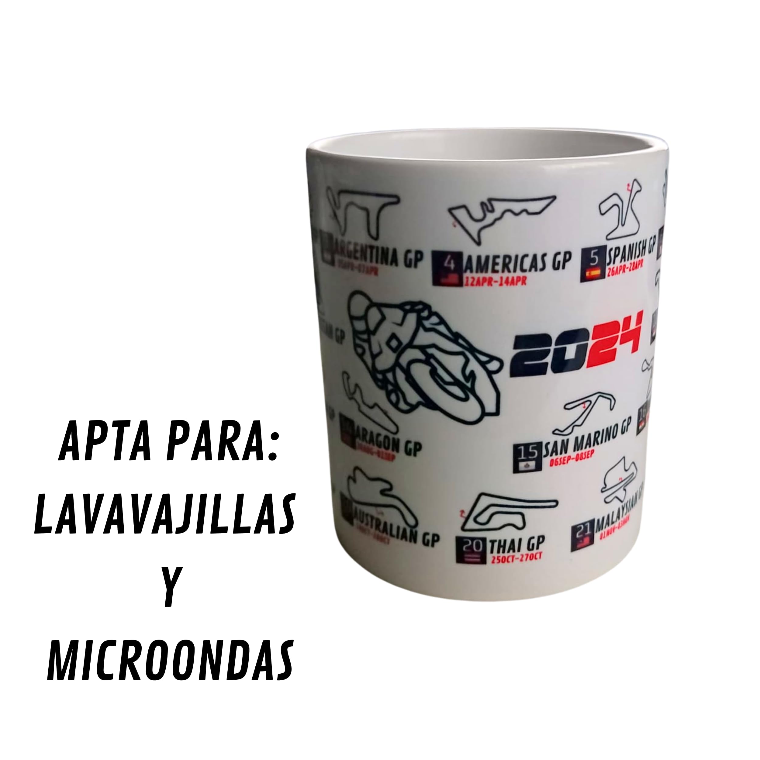 SANGOIMPRESS Formula 1 and Moto GP Personalized Mug with Calendar and Circuits 2024 (MGP 2024), 330ml - Image 3