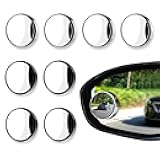 Lecctso 8PCS Car Blind Spot Mirrors, Convex Car Mirror, 360°Wide Angle Convex Mirrors with Adjustable Frame, Self-Adhesive Round HD Glass Rear View Accessories Universal for Sedan SUV Truck