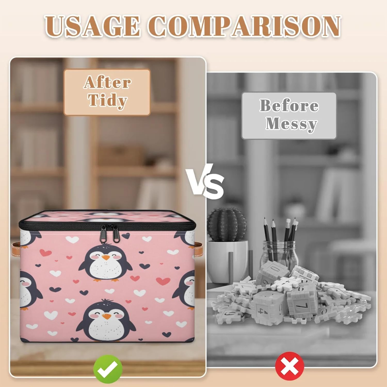 2-Pack Storage bins with lids - 26 quart organizer bins - Collapsible fabric storage bins with sturdy handles and double zipper tops - Versatile for home, toys, dorm rooms