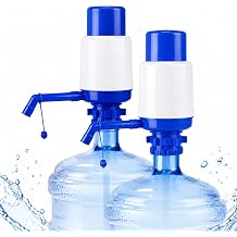 2 Pack Manual Water Dispenser Pump, Universal Hand Pressure Drinking Pump for 2-5 Gallon Bottles, Portable Water Jug Pump for Home, Office, and Outdoor Camping Blue