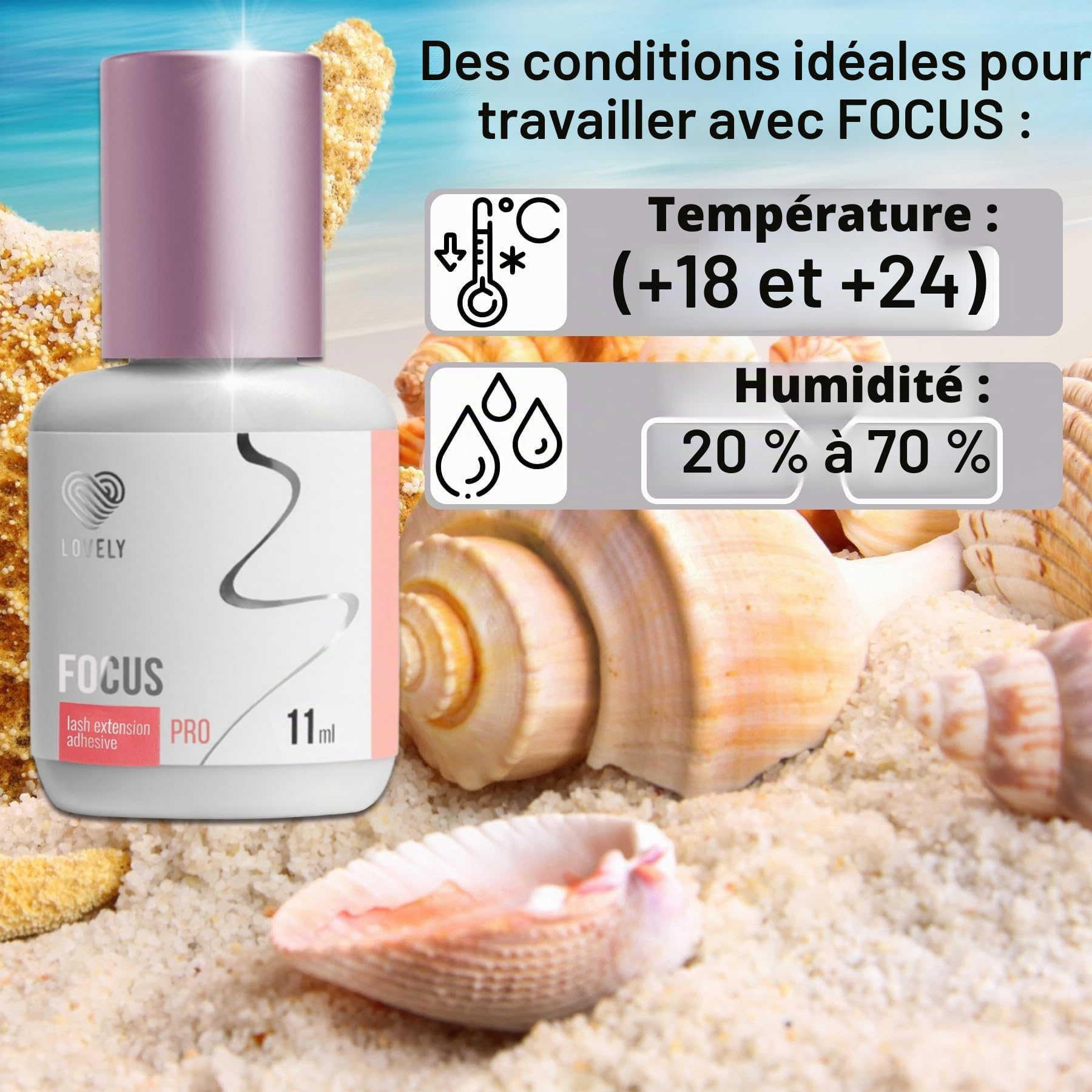 LOVELY colle pour cils FOCUS (11ml, couleur : NOIR) colle ultra-rapide, temps de séchage : 0,5 secondes, 8 semaines d'adhérence, pour des extensions de cils professionnelles, Extension Glue