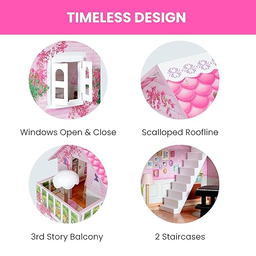 Miniatura 4 de Delta Children Little Gem - Casa de muñecas de 3 pisos con 4 habitaciones, incluye 16 accesorios, se adapta a muñecas de 5 pulgadas, regalo de