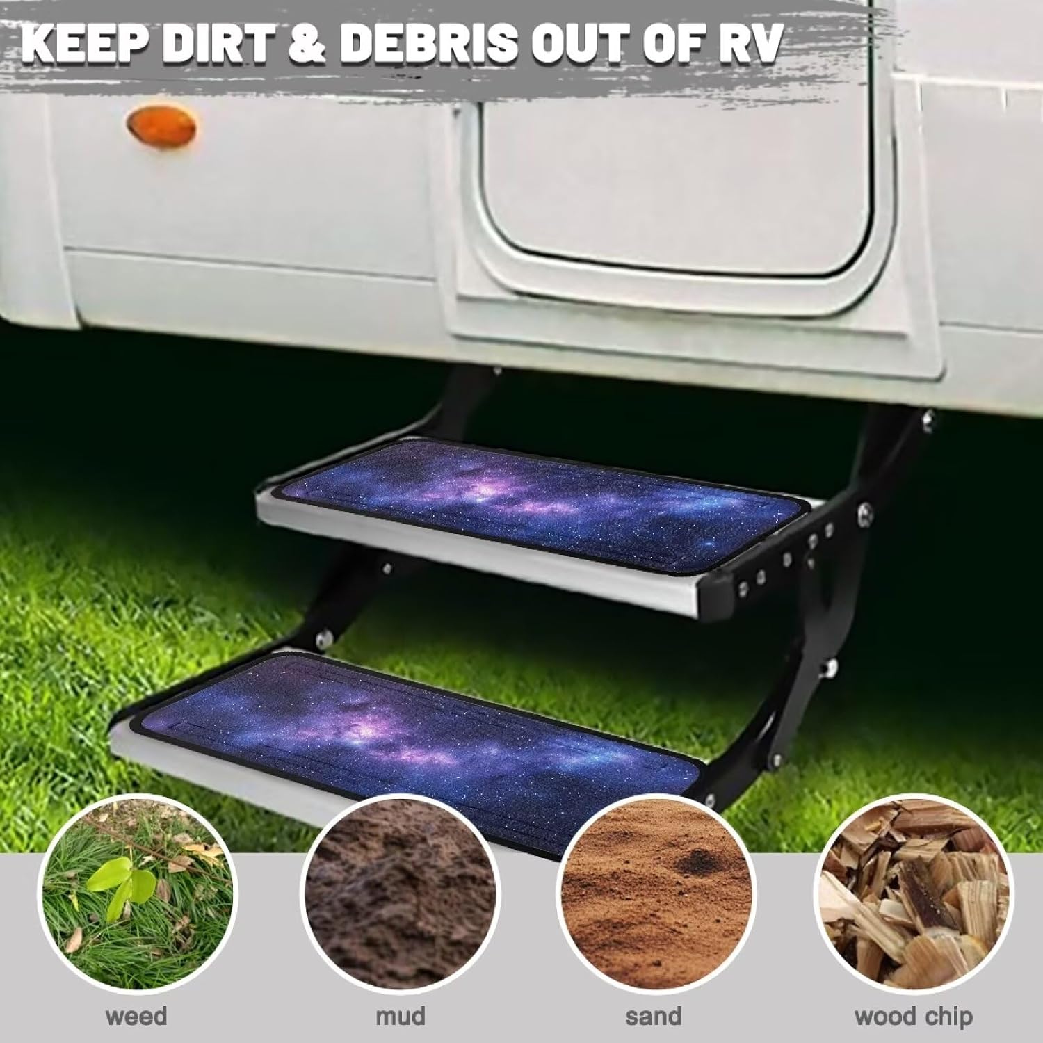 Boatee Galaxy RV Step Carpet RV Step Covers RV Step Rug Non Slip Trailscrubber RV Step Cover Easy to Install Carpet Stair Covers Gifts RV Accessories for Stairs Keep RV Cleaner Purple
