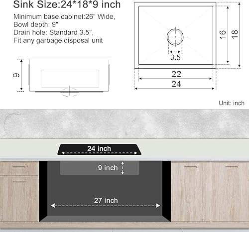 Vista 36 de MENATT Fregadero de cocina de 20 pulgadas, acero inoxidable SUS304 hecho a mano, fregadero de cocina con colador de fregadero (cepillado), 20 x 16 x
