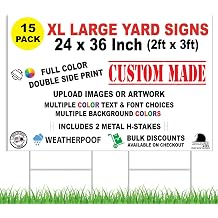 15 Pack Custom + Personalized Yard Signs Large, 24 x 36 Inch, Double Sided Printing, Metal Stakes Included | Upload Your Own Image and Text 15