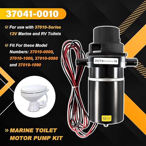 Miniatura 2 de Repuesto para kit de subensamblaje de macerador de inodoro marino 37041-0010, juego de bomba de motor de repuesto de inodoro marino de 12 voltios
