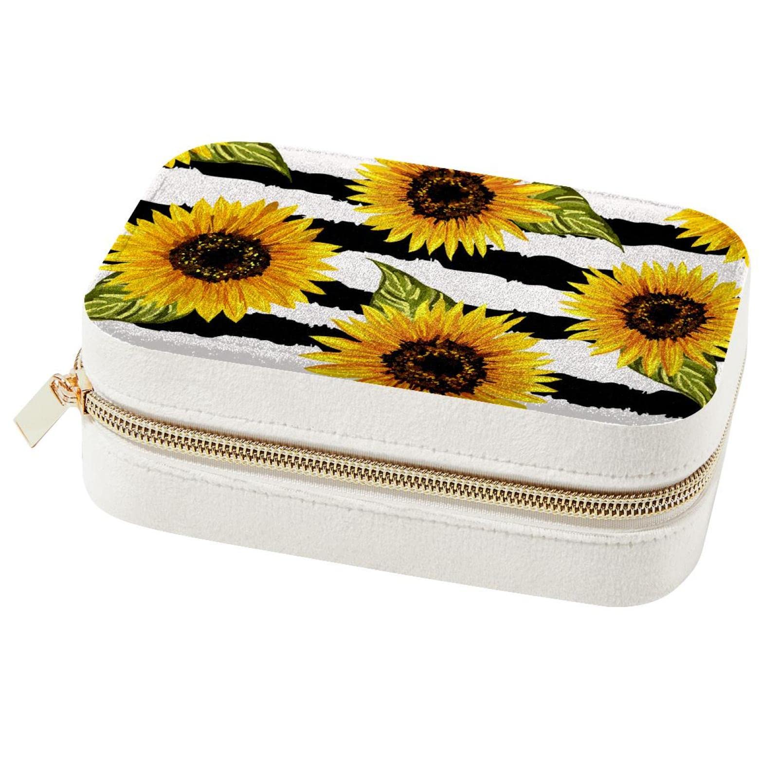 Boîte à bijoux de voyage anti-nœuds jaune tournesol pour protéger boucles d'oreilles