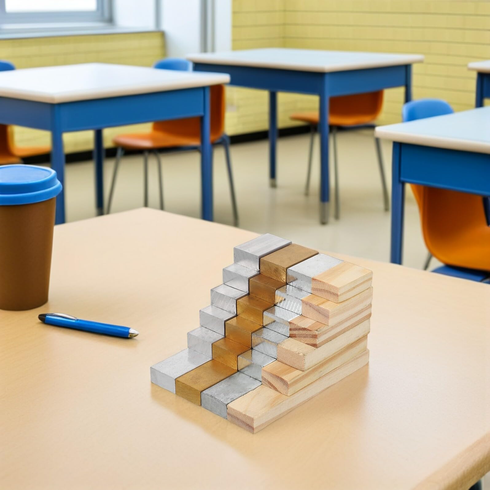 Mobestech Set da 24 Blocchi di Densità Fisica Rettangolari Multimateriale per Esperimenti Scientifici Attrezzatura Didattica per Lezioni di Fisica e Laboratorio Scolastico per Scuola