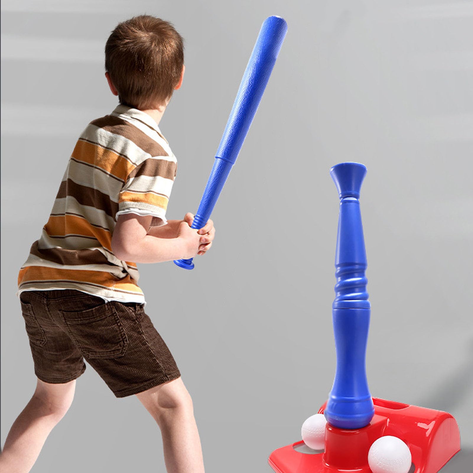 2-in-1-T-Ball-Set, Baseball-Set mit Automatischer Pitching-Maschine, Lustiges Outdoor-Spiel für Kleinkinder