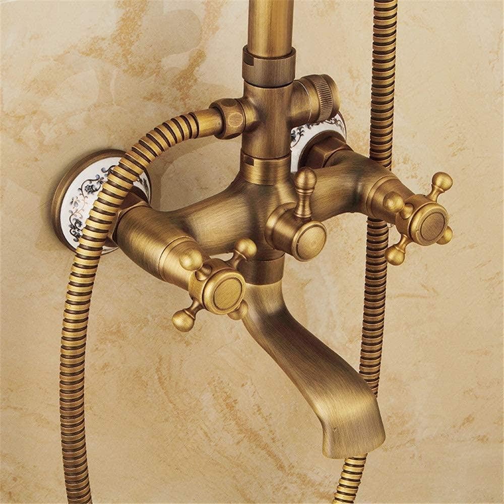 Shower Set Shower Set Adjustable Copper Shower Shower Spray Rainfall Brass Bathroom Shower Faucet Head Wall-Mounted Antique Hand-held Spray Head Thermostatic Bathtub Shower Faucet