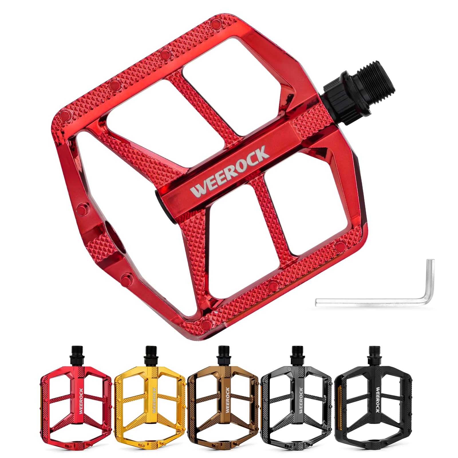 WEEROCK Bicycle Pedals Aluminium MTB Pedals with DU Bearing & Reflector