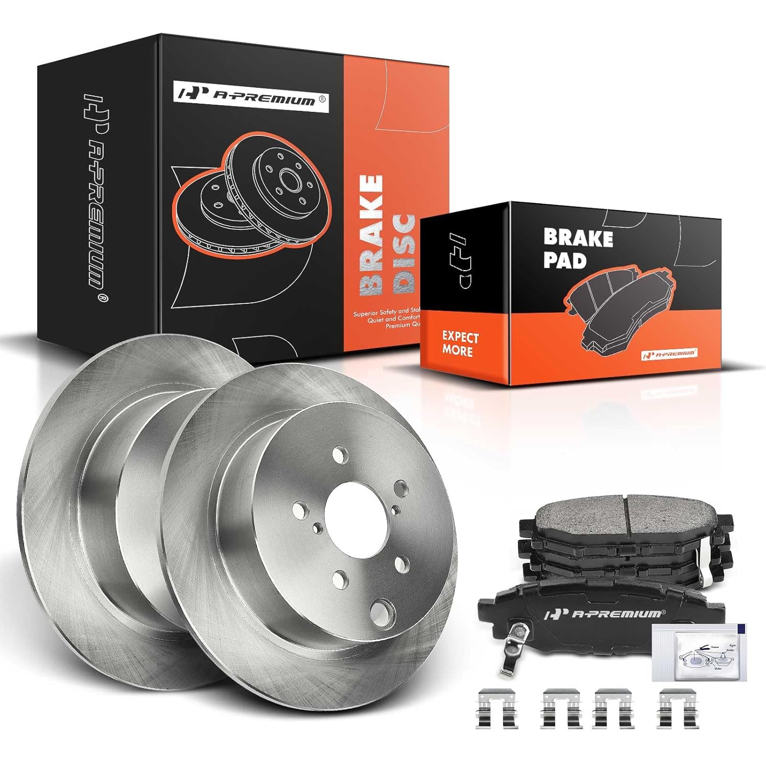 Kit de Discos de Freio Traseiros Sólidos de 10.78 Polegadas com Pastilhas Cerâmicas A-Premium Compatível com Modelos Selecionados da Subaru – Crosstrek 2016-2020, Forester 2014-2018, Impreza 2012-2020