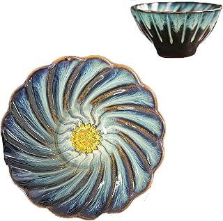 JianZhan tenmokus tea cup Ceramic Handmade TeaCup inlay Teacup Kungfu Tea Cup Master Teacup (Color : Gold Lotus)