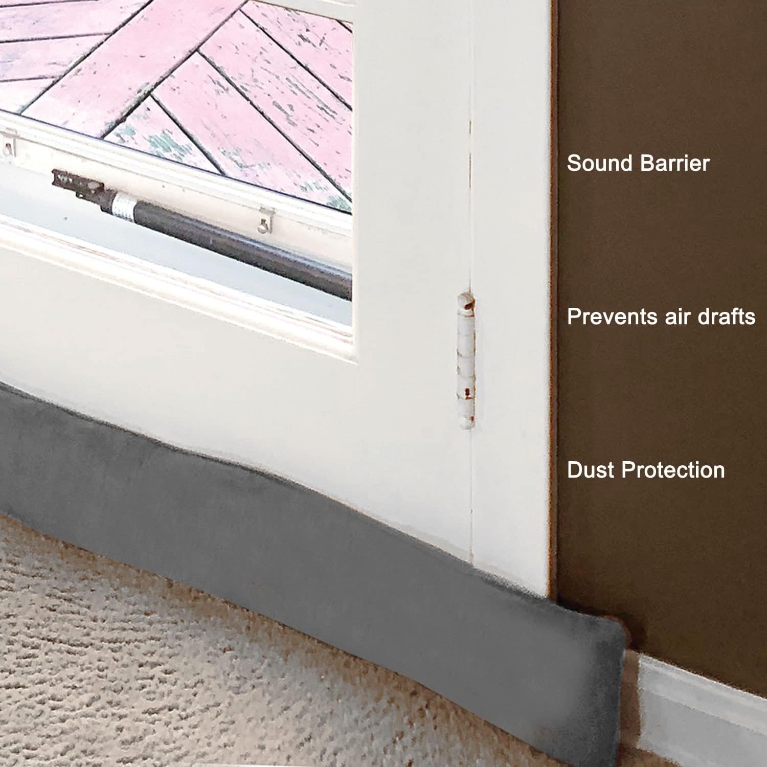 Home District French Door Draft Stopper - Weighted Under Door Draft Blocker, Apartment Noise Blocker, Window Draft Dodger, Winter Door Insulation Strip - 72 Inches Long - Gray