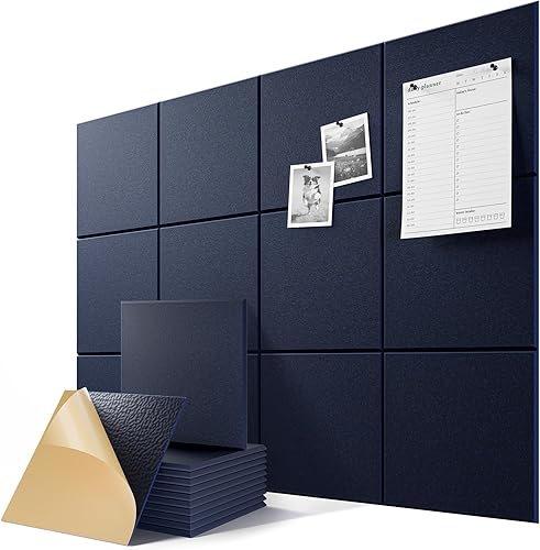 Miniatura 75 de Paquete de 12 paneles acústicos autoadhesivos, paneles de espuma de alta densidad a prueba de sonido de 12 x 12 x 0.4 pulgadas para paredes, paneles