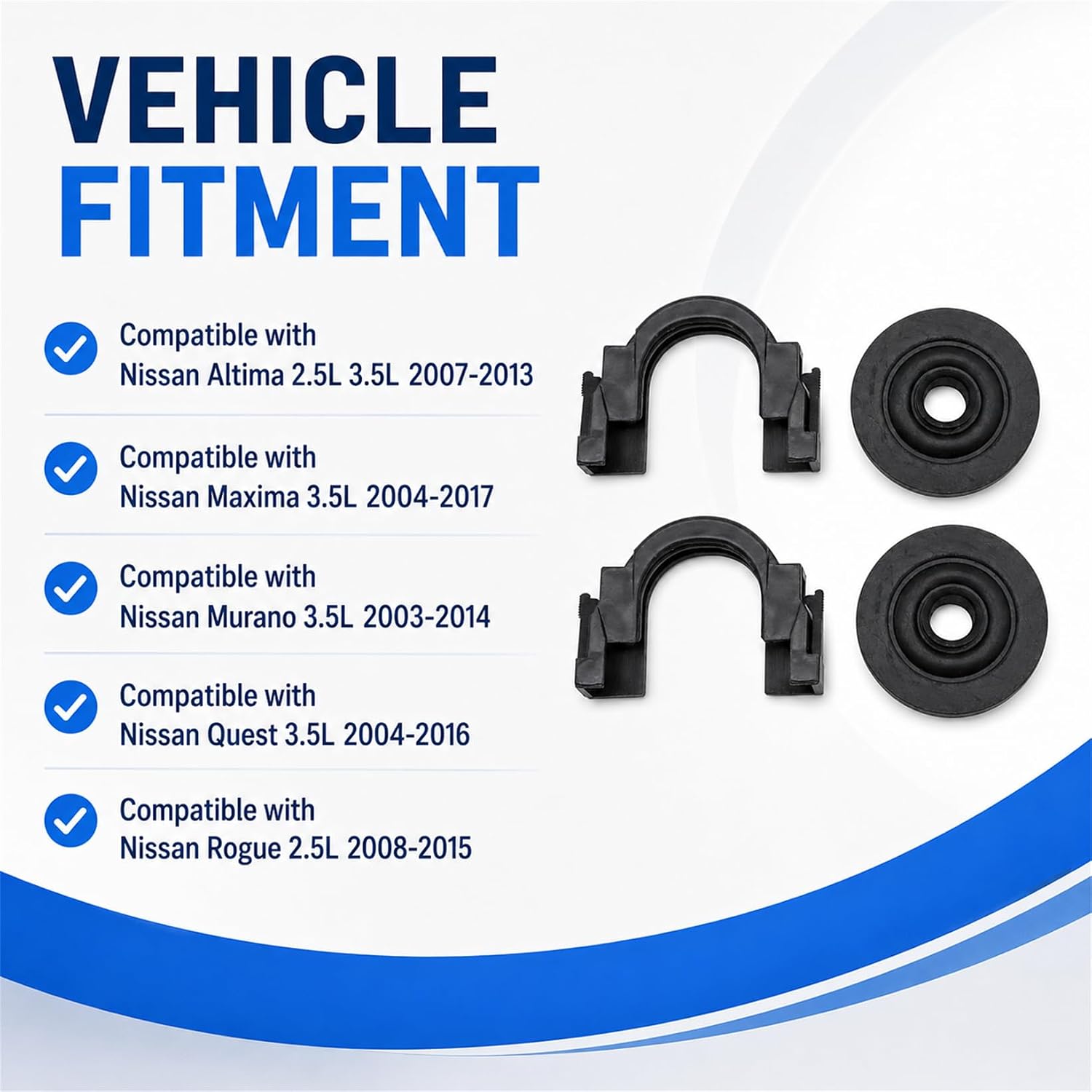 NLQR 2 Set Upper Radiator Mount Bracket and Rubber Bushing, Compatible with Nissan Altima/Maxima/Murano/Quest/Rogue 2004-2017 2.5L 3.5L, Replace 21506-6M100 21542-CA000