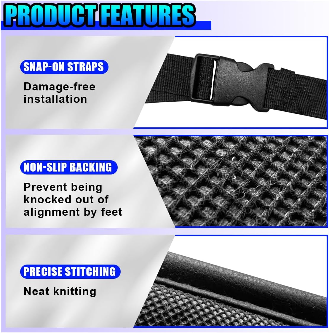 Car Kick Mats Back Seat Protector, Multifunctional Leather Car Rear Seat Hanging Storage Bag, Easy-to-Clean Auto Interior Backseat Organizer Accessory for SUVs, Trucks, Cars (Black)