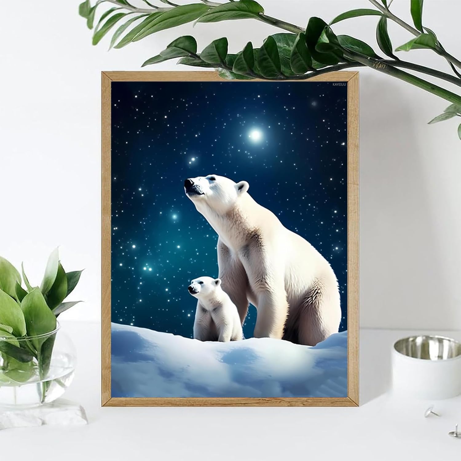 KAYEIUU 5D Cute Polar Bears Diamond Painting Kits for Adults, Wild Animal DIY Full Round Diamond Painting Decorative for Office Home and Gifts for Family Friends Home Interior Decor 12x16 inch