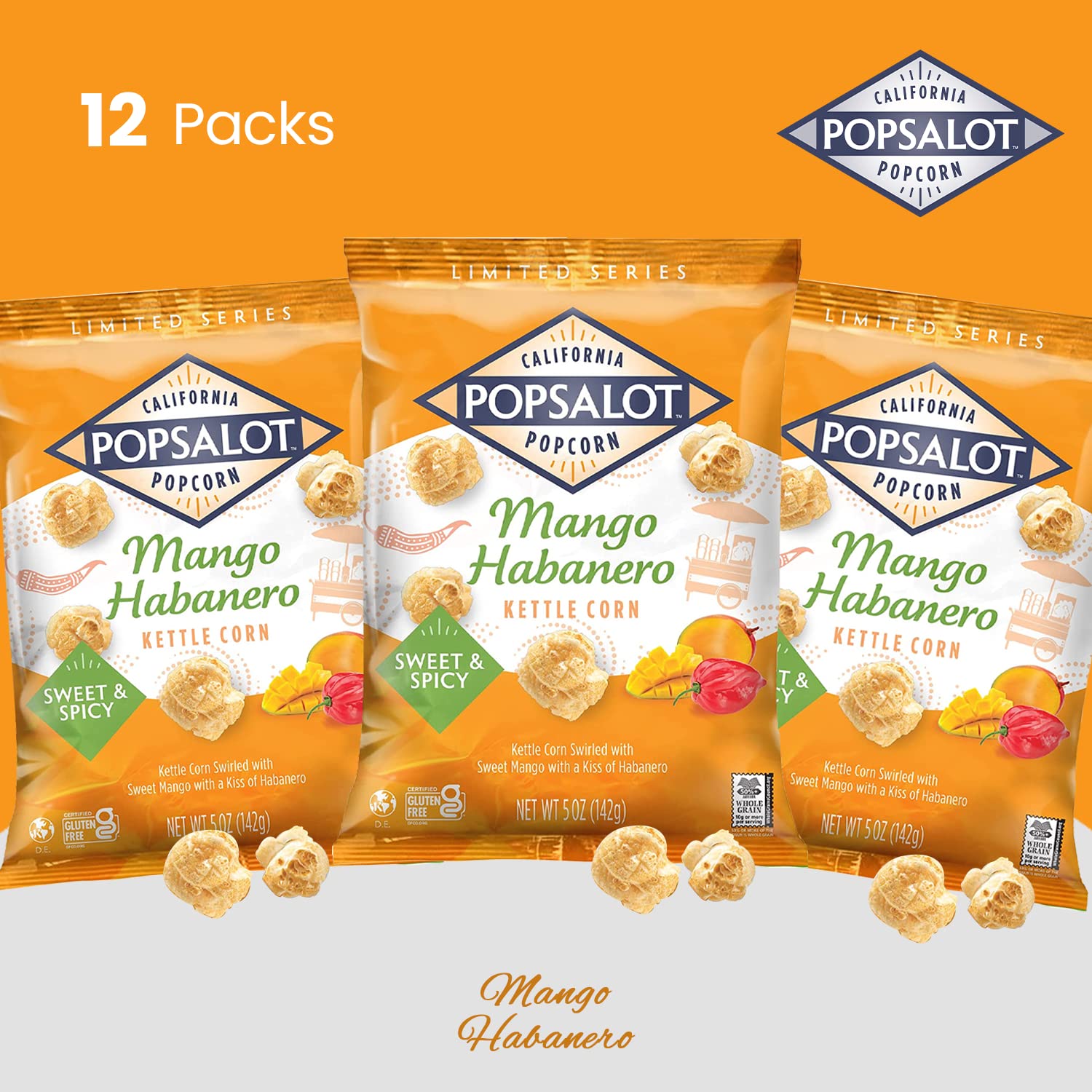 Popsalot-Gourmet Popcorn | Oven-Baked | Gluten-Free | Air-Popped | Flavored Popcorn Gourmet | Popcorn Snack Packs | Pop-Corn Snack Ready to Eat in Every Movement (Mango Habanero)