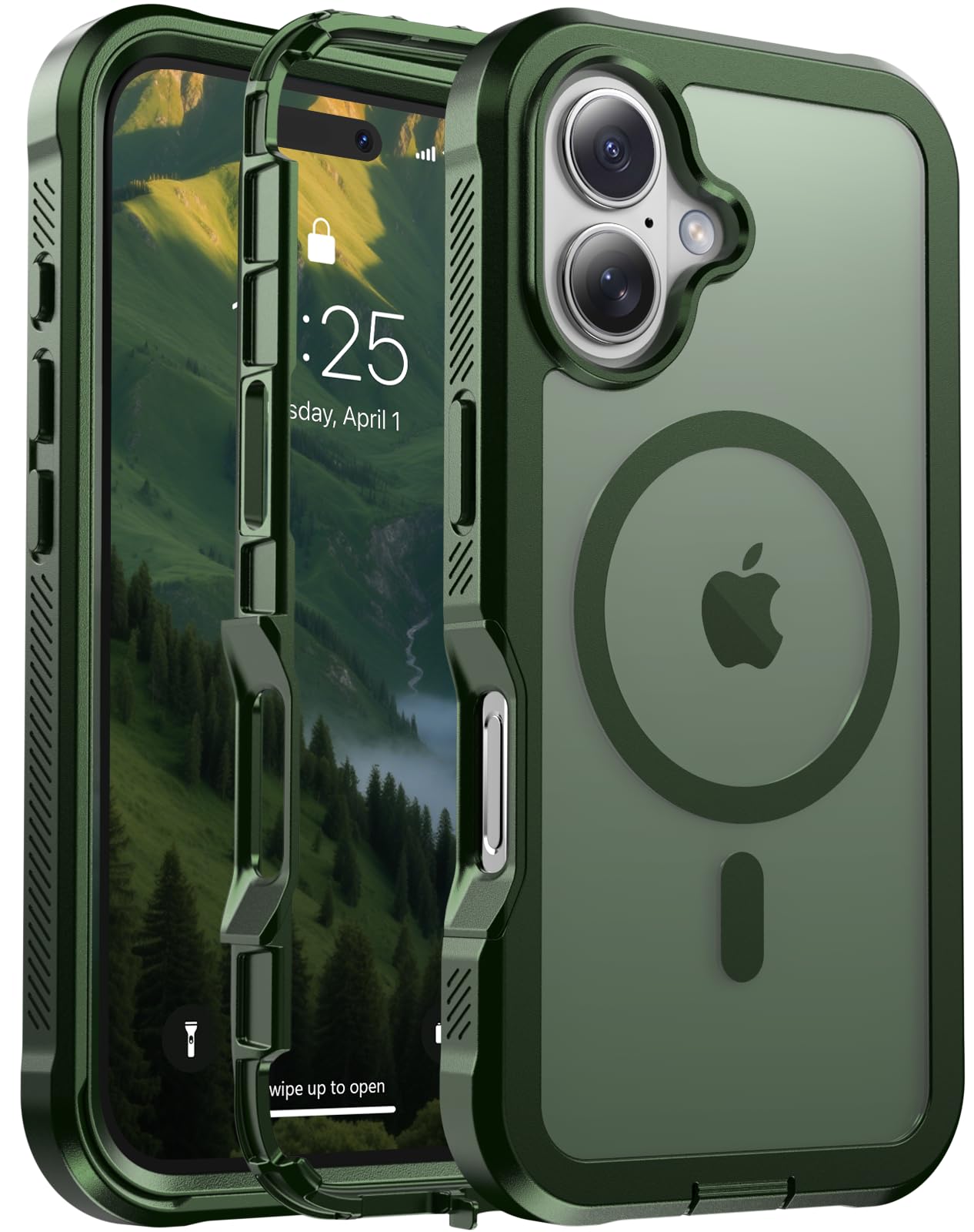 jaroco Magnetic for iPhone 17 Case Heavy Duty Protection Army Green