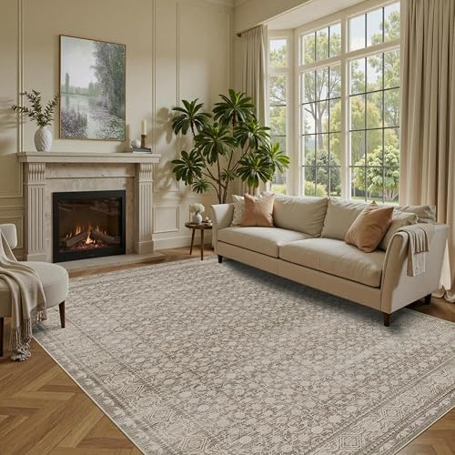 Area Rugs 5x7, Washable Rugs for Living Room,Apricot