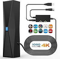 URIIU 2025 Long Range TV Antenna Indoor/Outdoor - 360° Signal Booster, 4K 8K HDTV for Smart TVs, Free Local Channels VHF UHF