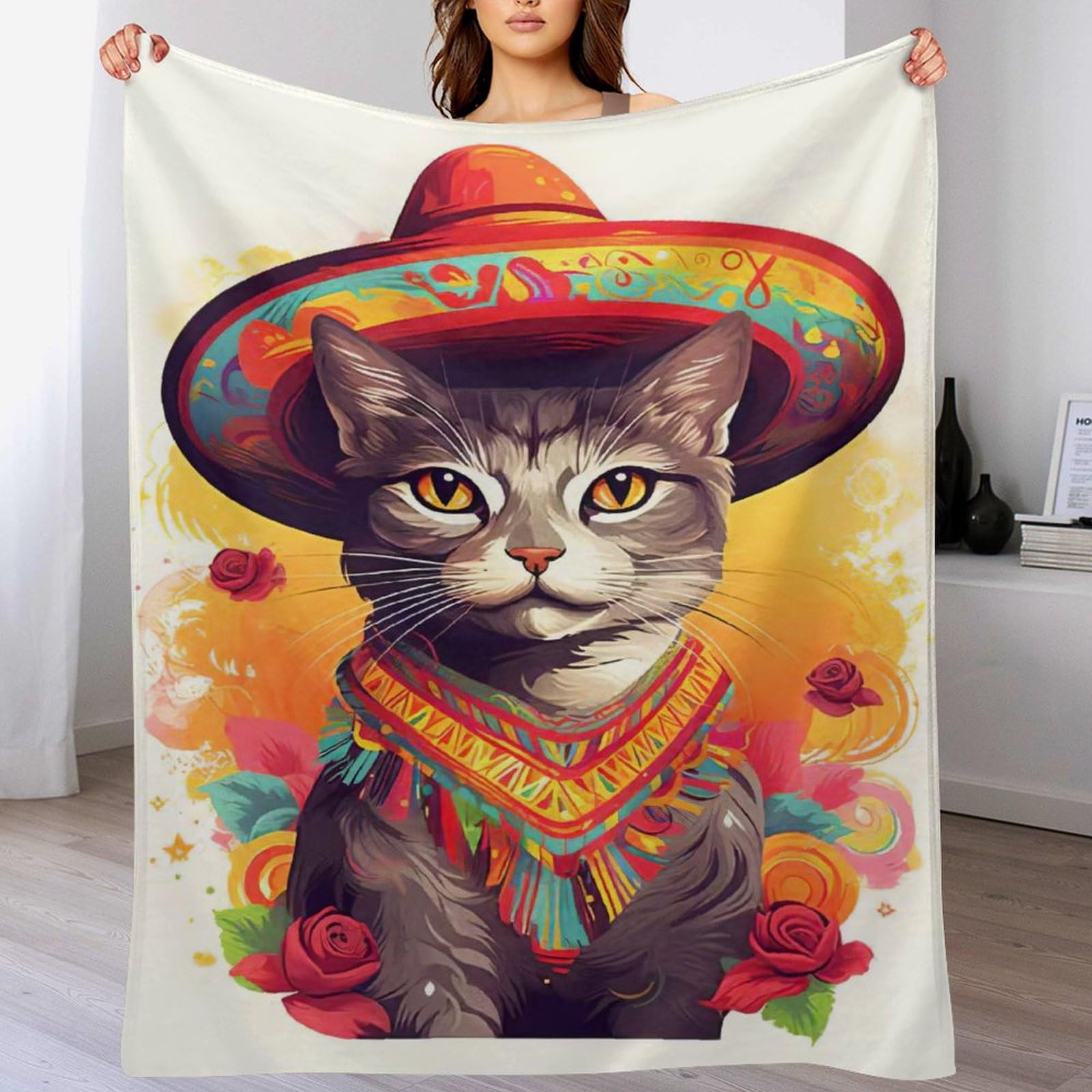 Couverture polaire chat plaid chaud léger et moelleux toutes saisons