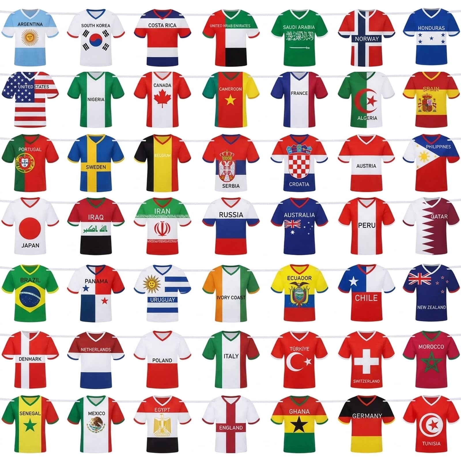 World Cup Football 2026 Banner, Jersey Shape Flags Decoration for World Cup Euro Football Bar Club Garden Party DecorationsParties