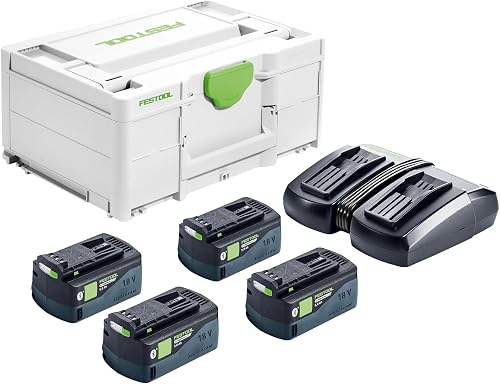 578675 SYS 18V 4xHP5/TCL6DUO Energy Set | Four 5.0Ah Li-HighPower Batteries, Dual Rapid Charger & SYS3 Systainer Storage System (New Model)