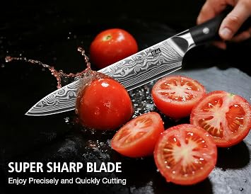 SHAN ZU Utility Knife 6 inch, Japanese Damascus Kitchen Knife, Professional Chef Knife with Sharp 67 Layers High Carbon Steel Blade and G10 Handle - PRO Series | Sharp 67 Layers High Carbon Steel Blade and G10 Handle - PRO Series