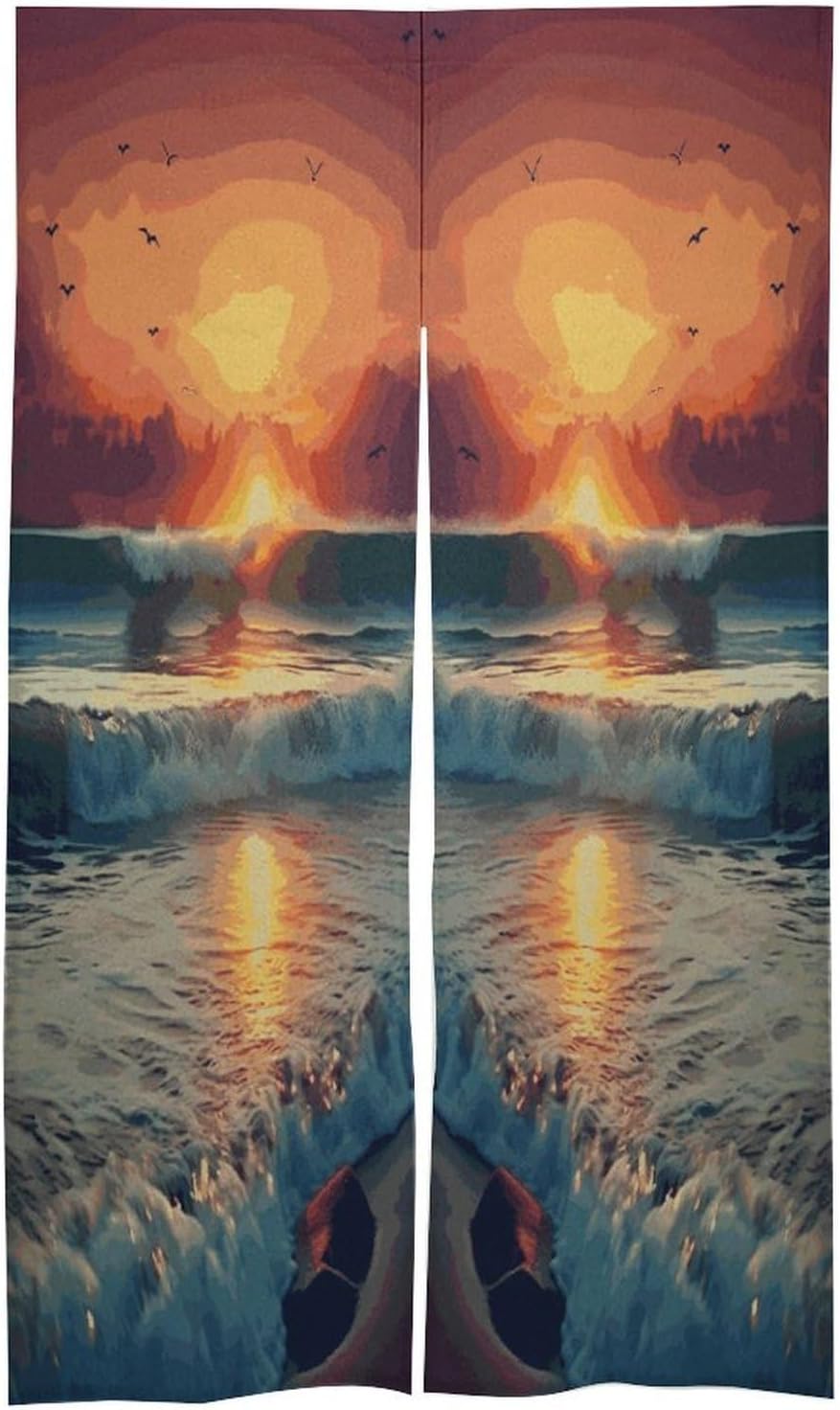 Sunset Seaside Door Curtain Printed Doorway Noren Japanese Style Doorway Room Divider Curtains for Privacy Partition Divider Kitchen Home Decorations Wall Hanging