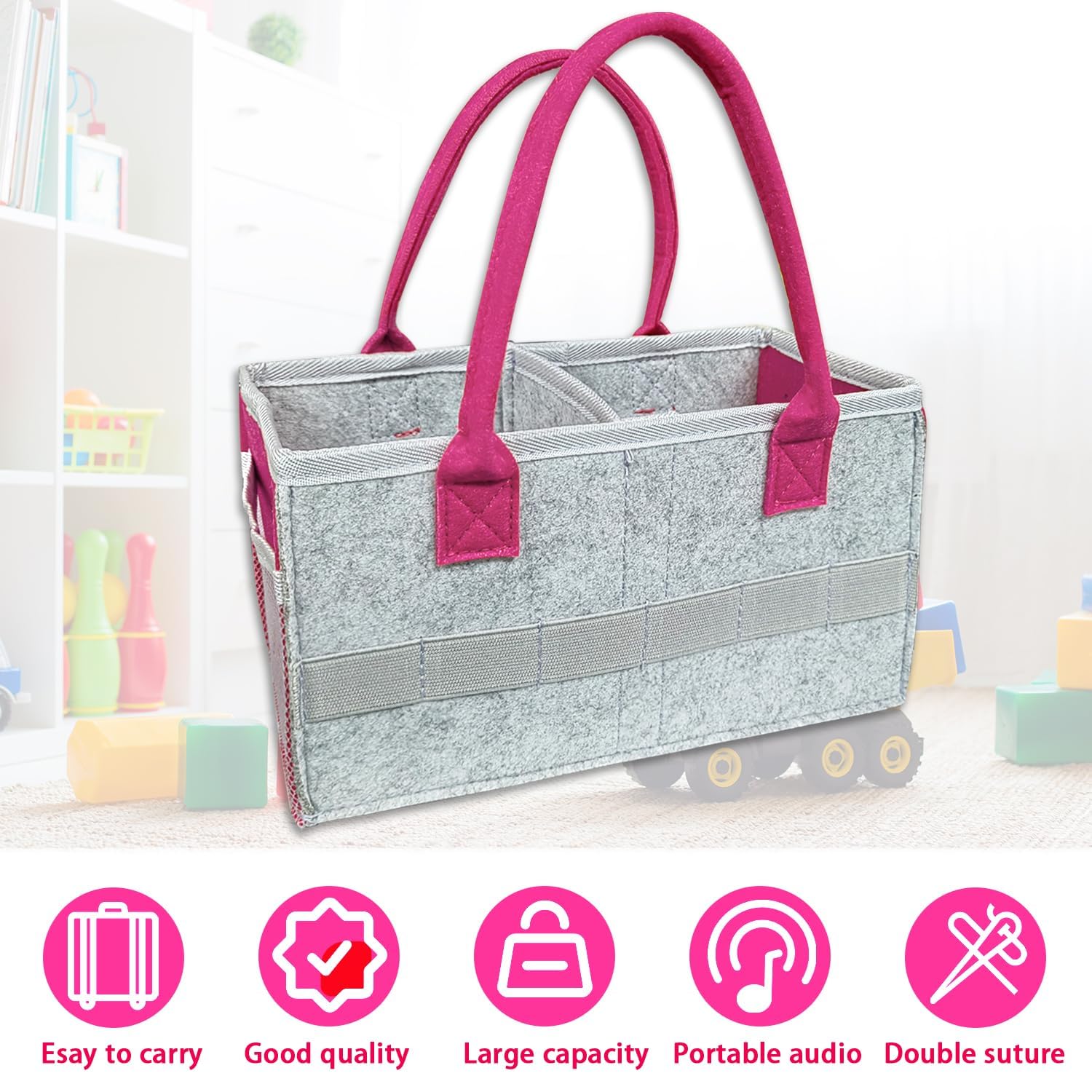 Mallette de Transport Boîte de Transport Boîte de Rangement avec poignée et Poche Filet latérale Sac de Transport pour kit de démarrage Accessoires Figurines (Rose Rouge)