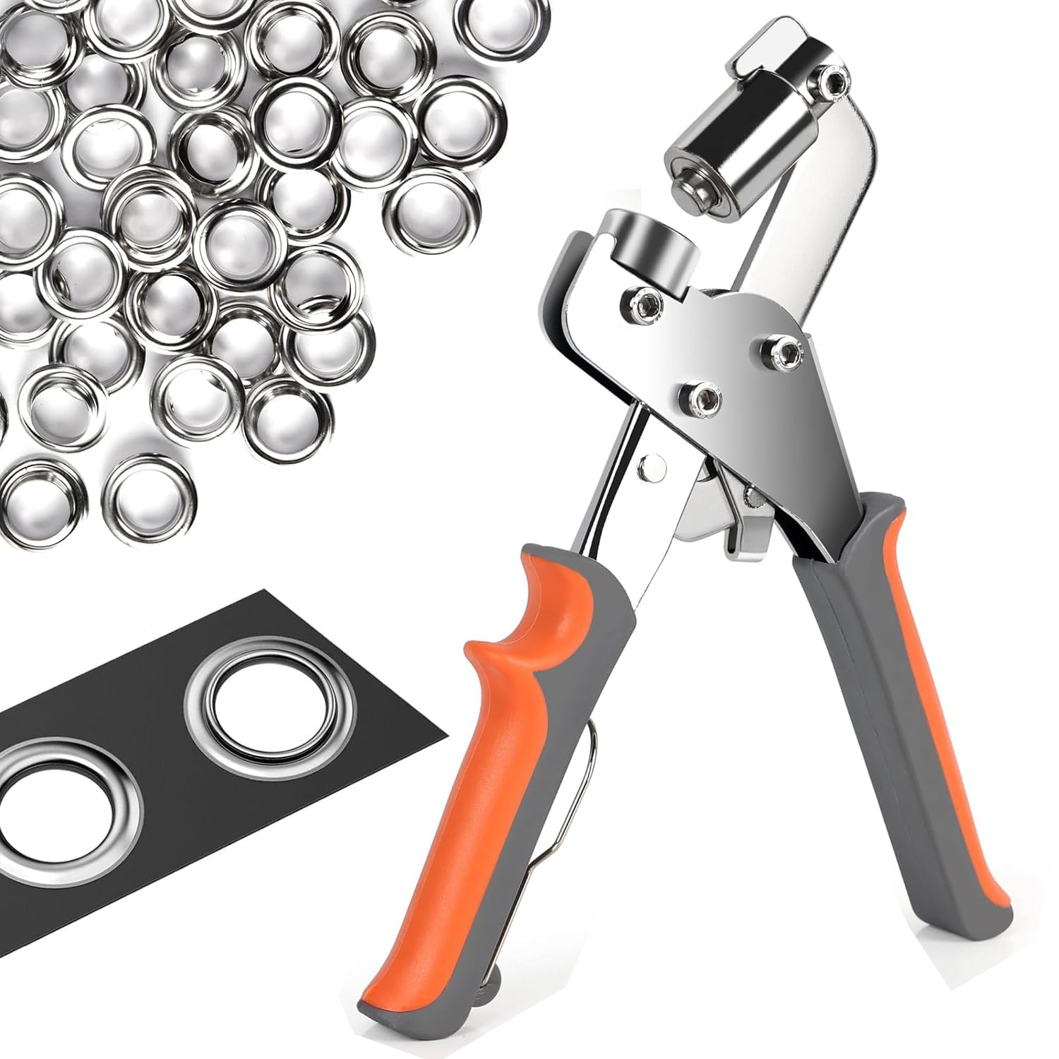 Alicates para Ojetes para Lonas y Tejidos - Juego de Alicates Profesionales para Ojetes con 300 Ojetes (Ø 10mm), Ojetes Metalicos Alicates Magnéticos para Perfecto para Cuero, Cinturones, Toldos