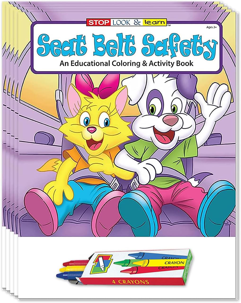 ZOCO – Seat Belt Safety Coloring Books (50 Bulk Pack, With Crayons) – – Games, Puzzles, Activities to Teach Kids to Buckle Up