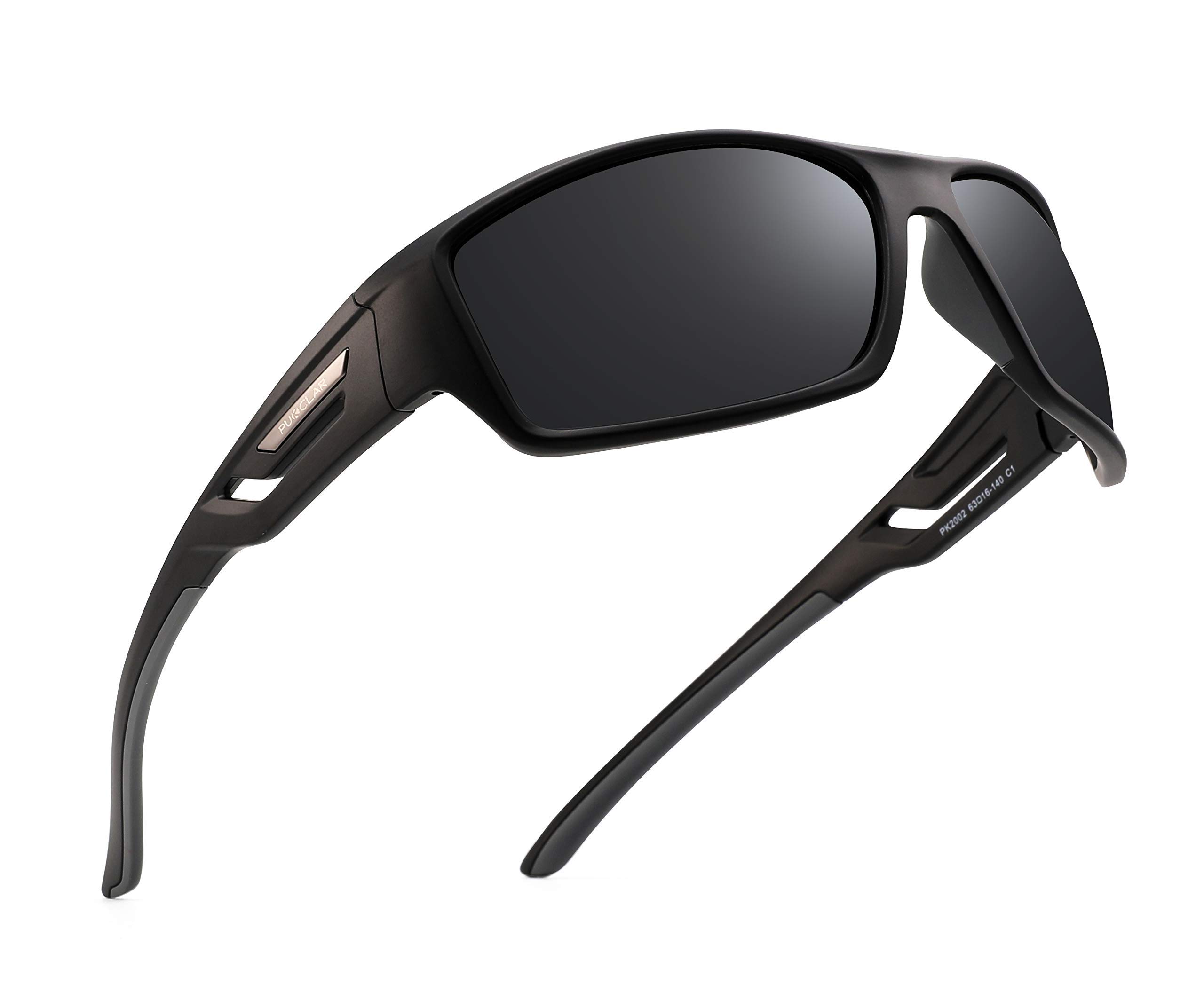 PUKCLAR Polarisierte Sportsonnenbrille Herren & Damen, UV400 Schutz Kat.3 | Leichter TR90-Rahmen entlastet Nasenrücken. Polarisierte UV400-Kat.3-Gläser blocken UV-Strahlen, universeller Outdoor-Einsatz