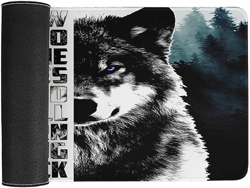 Miniatura 3 de Tapete de escritorio impermeable con citas inspiradoras de lobo blanco y negro, con citas inspiradoras, vida silvestre, animal salvaje, lobo para