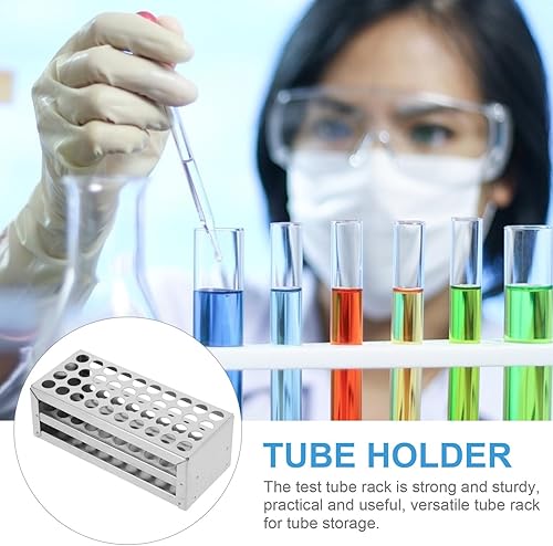 Miniatura 3 de Diseño ahorro de espacio del soporte del tubo de laboratorio del soporte del tubo del acero inoxidable del estante del tubo de ensayo de 40 agujeros