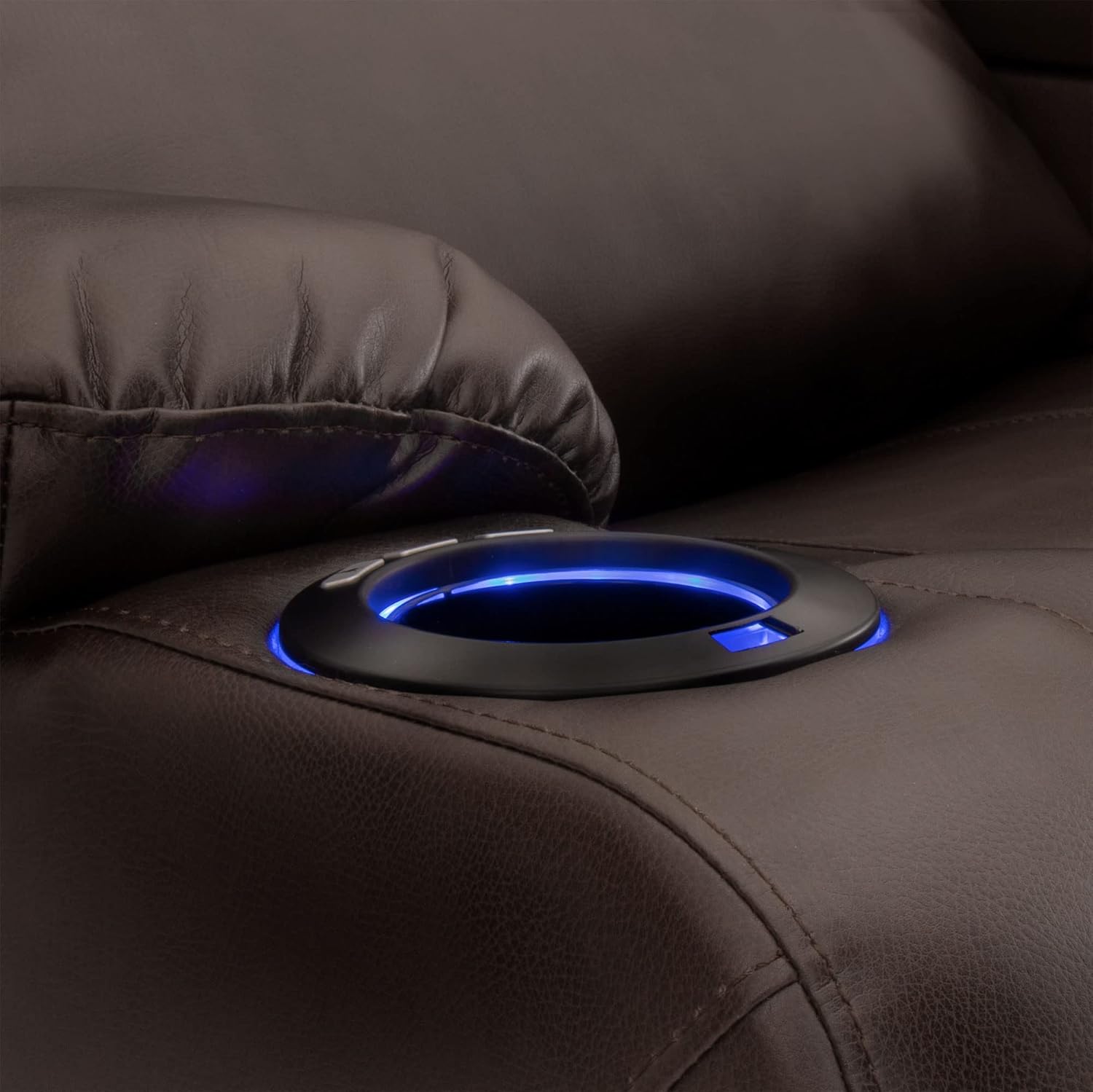 RecPro Charles 58" Powered Double RV Wall Hugger Recliner Sofa RV Loveseat with Upgraded 2023 Fabric (Chestnut)