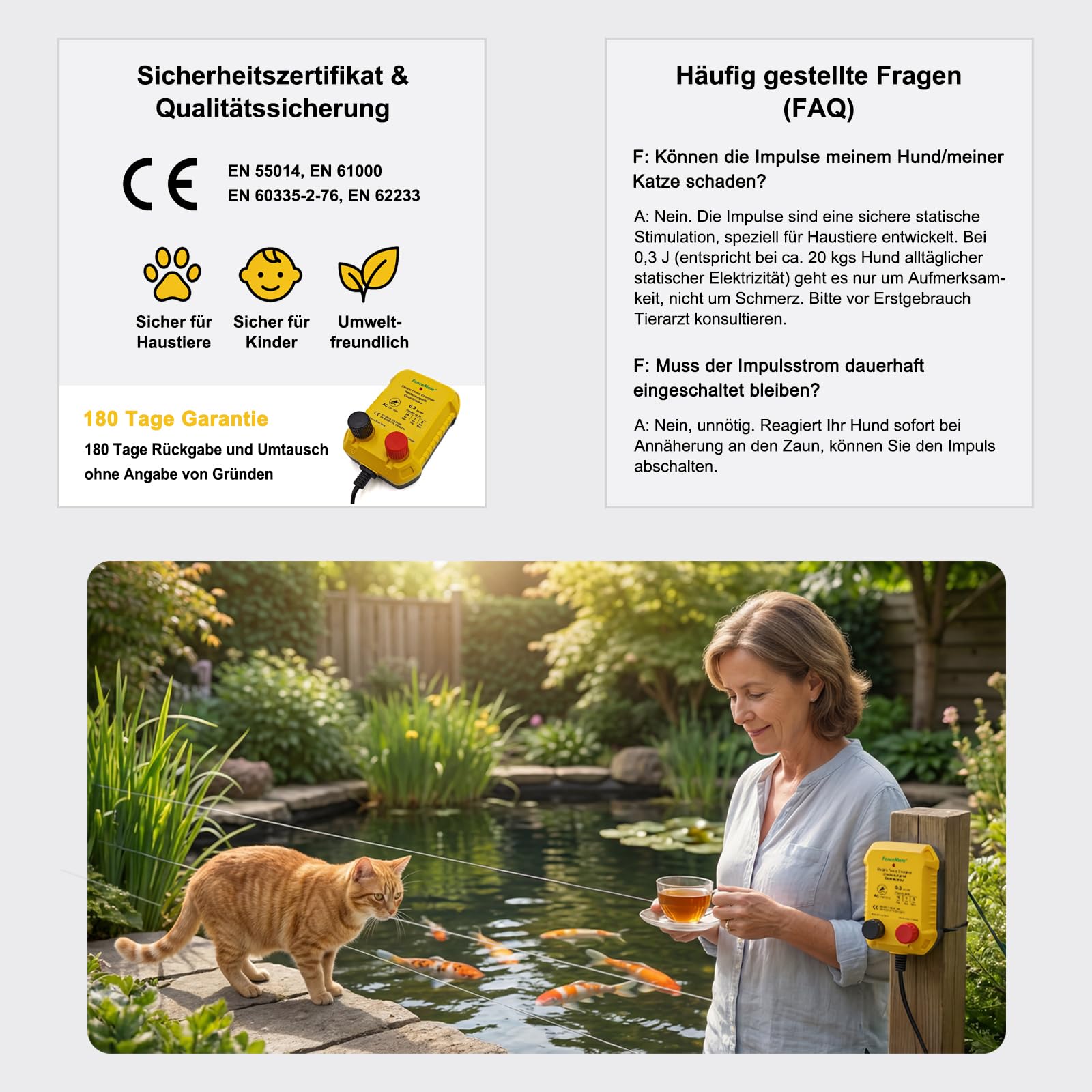 FenceMate Mini Weidezaungerät 230V/0,3J für bis zu 5 km Elektrozaun, Sicherung für kleine Haustiere (Hunde, Katzen, Kaninchen) & mehr, geeignet für Garten, Gehöft, Teich, Obstgarten (bis 5 Hektar)