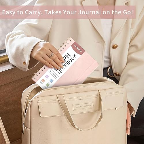 Vista 29 de AHGXG Cuaderno de espiral con puntos y viñetas, cuaderno de cuero de tapa dura de 140 páginas, cuaderno de papel de cuadrícula de puntos A5, papel