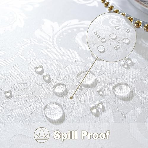 Miniatura 4 de SASTYBALE Mantel cuadrado de damasco blanco de 52 x 52 pulgadas, jacquard floral a prueba de derrames, mantel de tela suave para comedor, fiesta,