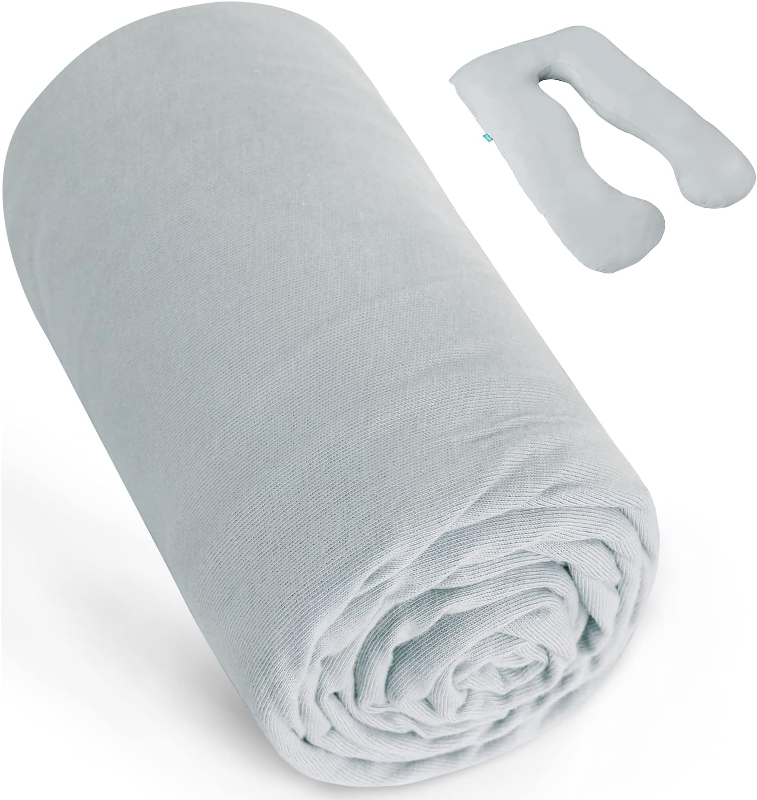 Pregnancy Pillow Cover U-Shaped 100% Cotton (ONLY Pillowcase), Super Soft Replacement Cover Fits Most 55/57 Inch Maternity Pillow, Full Body Pregnancy Pillow Case, Universal Fit, Grey