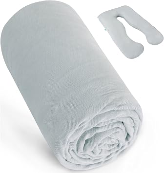 Pregnancy Pillow Cover U-Shaped 100% Cotton ONLY Pillowcase, Grey