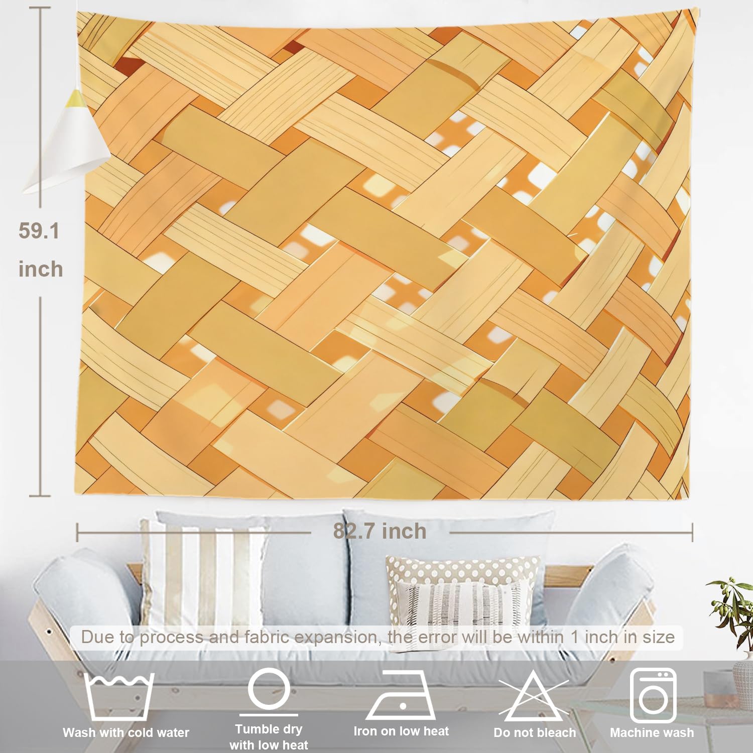 BaoNews Bamboo Wood Tapestry,Woven Bamboo Large Wall Hanging Polyester Tablecloths Tapestry Bedroom Room Living Room Dorm 59.1 x 82.7 Inches