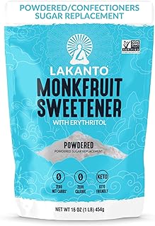 Lakanto Powdered Monk Fruit Sweetener With Erythritol, Powdered Sugar Substitute Sweetener For Baking & Cooking Waffles, Donuts, Cookies & More, Keto, Low Calorie, Low Carb, Vegan, Gluten Free, 1 Lb