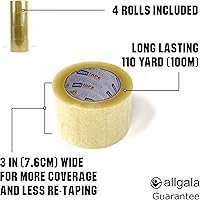 Vista 2 de Allgala Paquete de valor de cinta de embalaje de sellado de cartón resistente, transparente (4 rollos) 3 "x110-TP10003