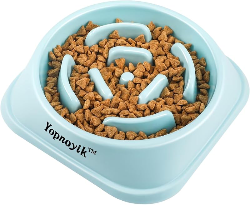 Comedouro Lento para Cães e Gatos Yopnoyik com Labirinto Antirrespingos em PP – 19,05 x 19,05 x 4,32 cm, 181 g