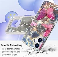 Vista 260 de I-MGAE-IN-AR - Funda diseñada para iPhone 12 y 12 Pro, diseño de mariposa plateada brillante, funda protectora de poliuretano termoplástico, suave