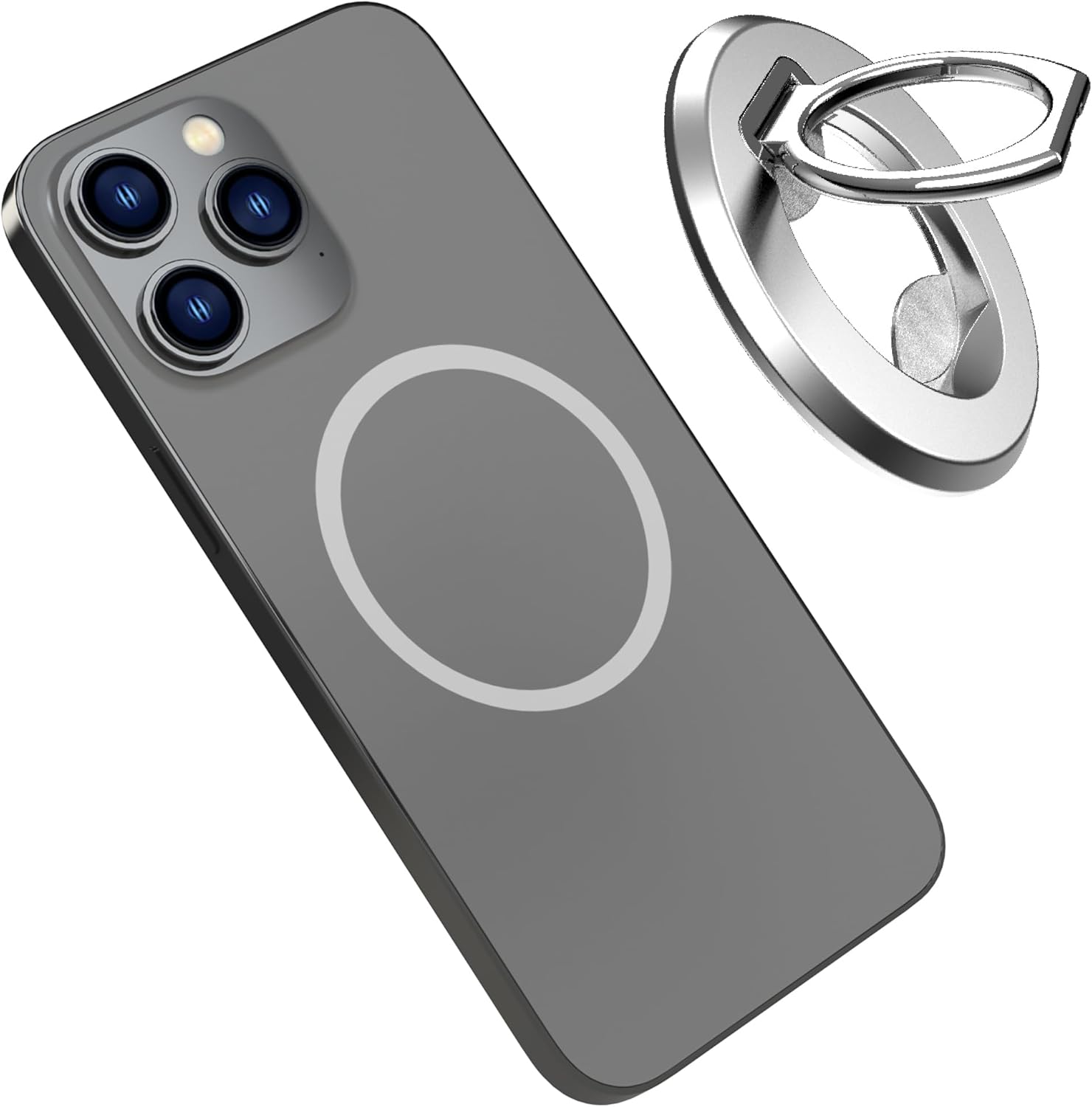 CYBERGUYS Magnetic Phone Ring Holder for MagSafe, Bottle Opener Magnet Finger Ring Grip Stand Holder, Compatible with iPhone 16 15 14 Plus 13 12, Pro, Pro Max, Mini, Mag Safe Accessories, Silver
